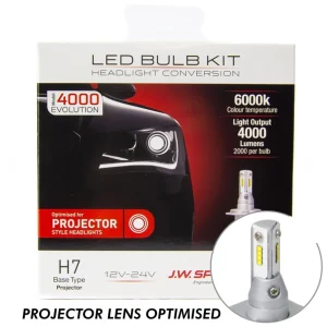 JW Speaker H7 LED 6000K White Model 4000 Evolution Kit Suits PROJECTOR HEADLIGHT