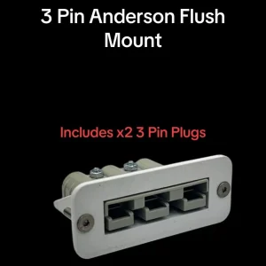 White 3 pin 50 Amp Anderson plug flush mount holder Cover x2 plugs. Dual Battery