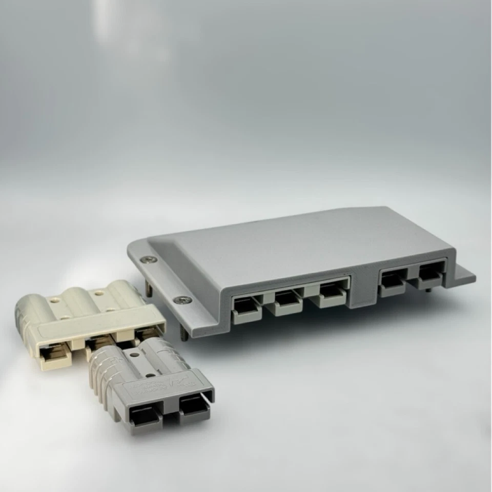 Grey 3 Pin & 2 Pin 50Amp Anderson Plug Surface Mount Cover Panel x2 Grey Plugs - Image 2