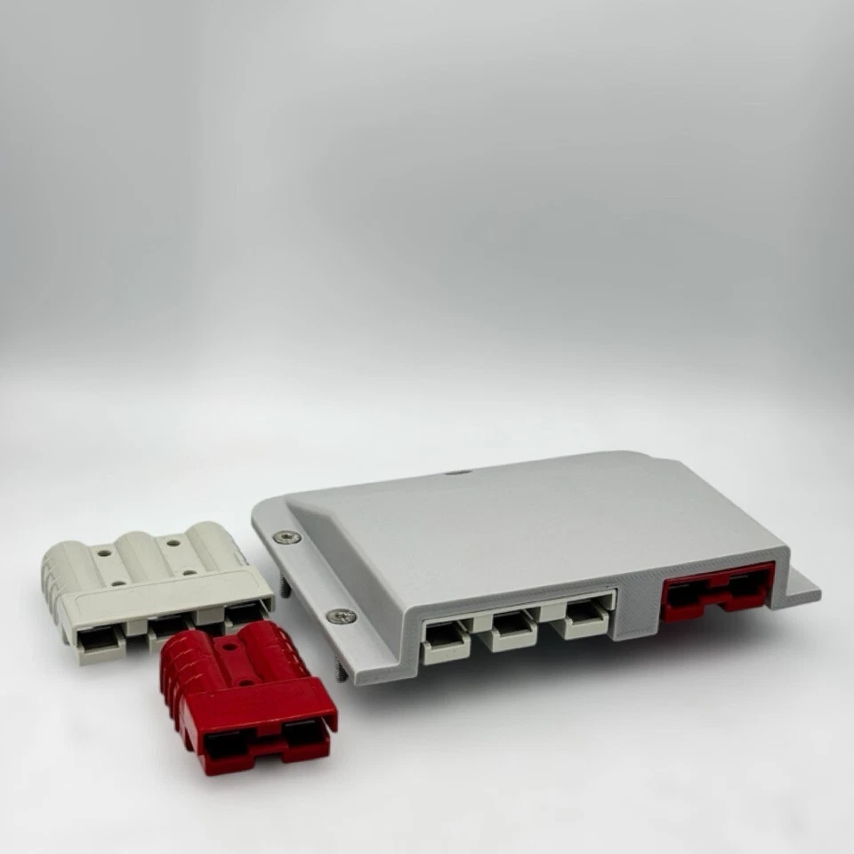 Grey 3 Pin & 2 Pin 50Amp Anderson Plug Surface Mount Panel Kit Red Plugs x2 - Image 2