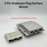 Grey 3 pin 50 Amp Anderson Plug Surface Mount Panel Kit External 2 Grey plugs