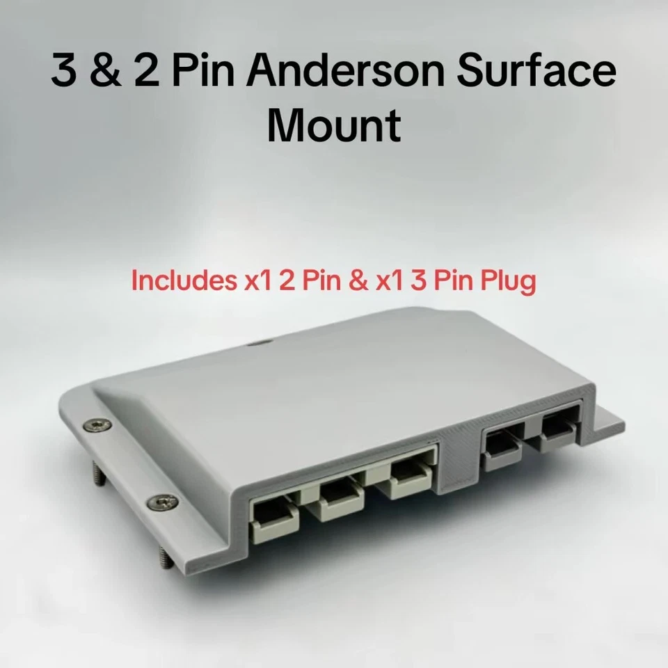Grey 3 Pin & 2 Pin 50Amp Anderson Plug Surface Mount Cover Panel x2 Grey Plugs - Image 5