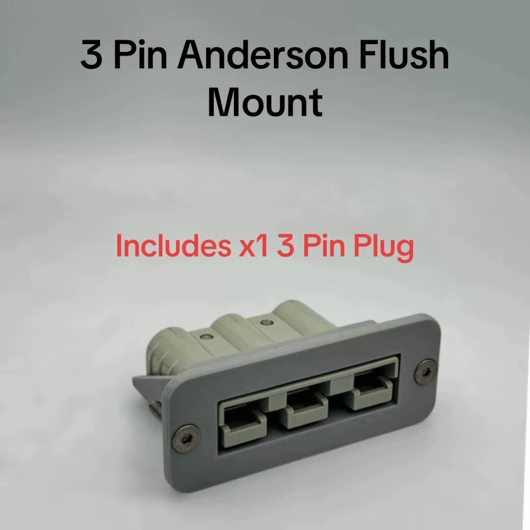 Grey 3 pin 50 Amp Anderson plug flush mount holder Canopy Cover inc 3Pin Plug