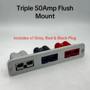 Grey Triple Anderson Plug Flush Mount 50Amp Mounting Bracket Grey Red Black