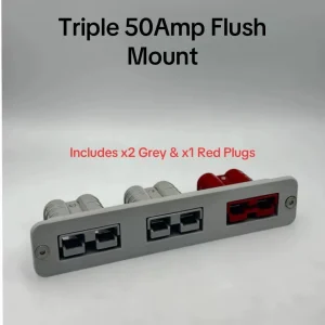 Grey Triple Anderson Plug Flush Mount 50Amp Mounting Bracket Panel Grey Red Plug
