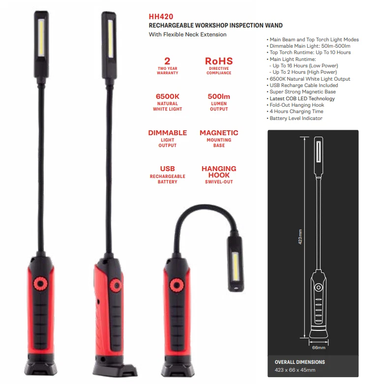 LED Autolamps HAND HELD Flexible Neck Workshop Mechanics INSPECTION LAMP LIGHT - Image 4