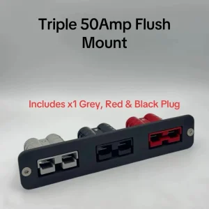 Triple Anderson Plug Flush Mount 50Amp Mounting Bracket Grey Red Black Plugs Inc