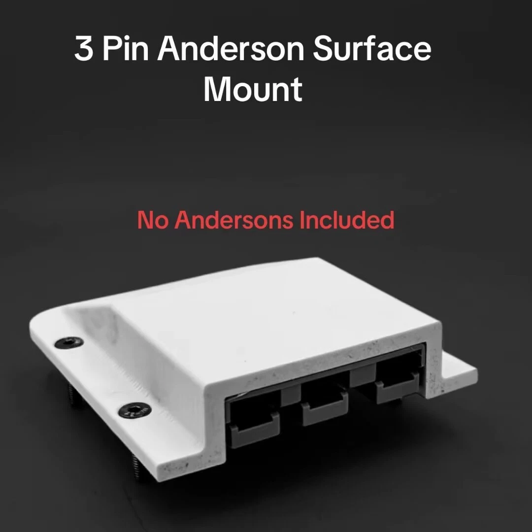 White 3 pin 50 Amp Anderson Plug Surface Cover Mount Panel Kit External