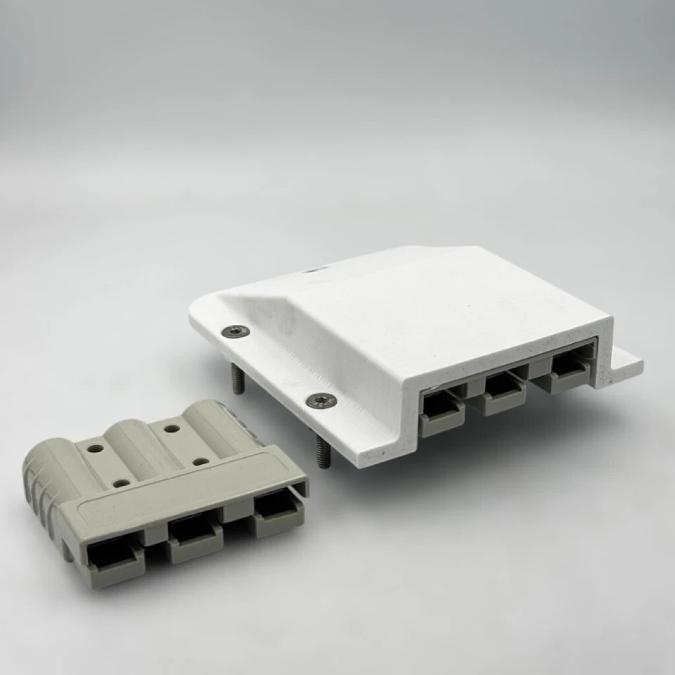 White 3 pin 50 Amp Anderson Plug Surface Mount Panel Kit External 2 Grey plugs - Image 3