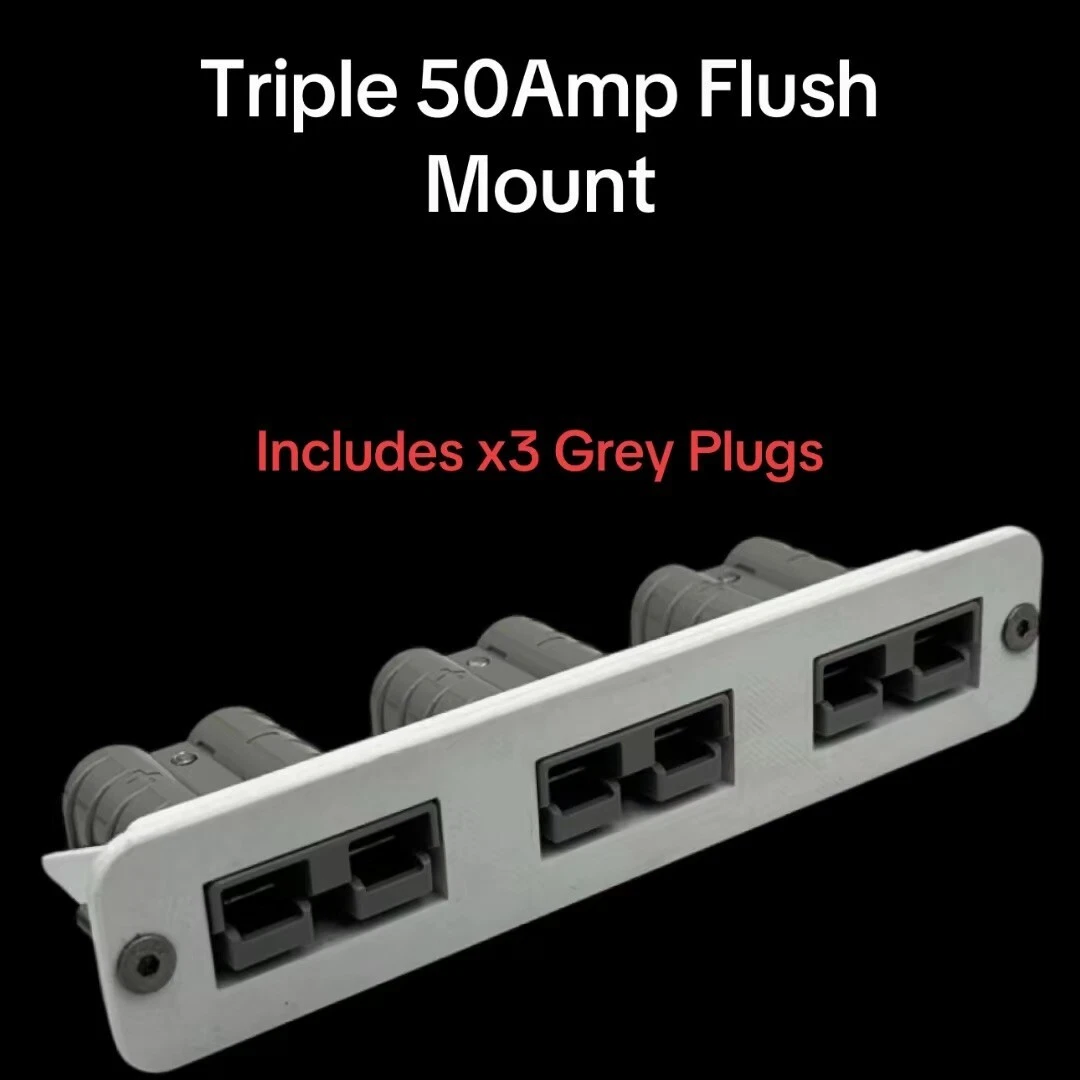 White Triple Anderson Plug Flush Mount 50Amp Mounting Bracket Panel Grey plugs