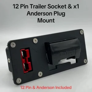 12 Pin Flat Trailer Socket & Single Red 50Amp Anderson Flush Bumper Mount Plate