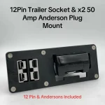 12 Pin Flat Trailer Socket & Twin 50Amp Anderson Flush Bumper Mount Plate