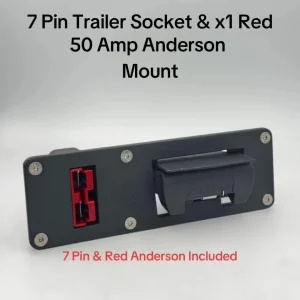 7 Pin Flat Trailer Socket & Single Red 50Amp ESC Anderson Flush Bumper Mount