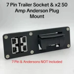 7 Pin Flat Trailer Socket & Twin 50Amp Andersons Flush Bumper Mount Plate