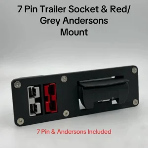 7 Pin Flat Trailer Socket & Twin 50Amp Andersons R/G Flush Bumper Mount Plate