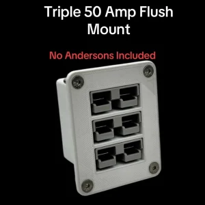 White Marine Flush Mount Triple Anderson Plug 50Amp Mounting Bracket -No Plugs