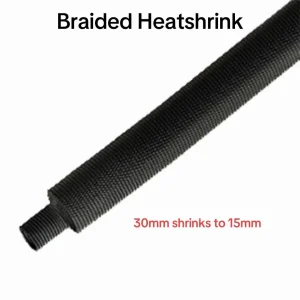 2:1 Ratio Braided Sleeving Shrinkable Fabric Heatshrink Tubing 30mm -5Mtr Roll