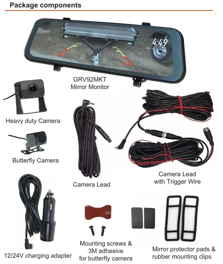 Gator GRV92MKT 9" Touch Screen HD Mirror Display 1080P Full HD Dual Camera Kit - Image 4