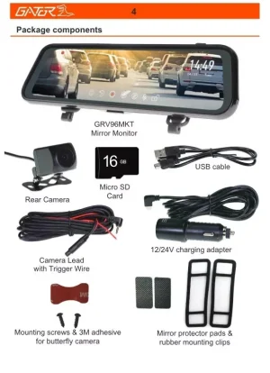 Gator GRV96MKT 9" Touch Screen HD Mirror Display 1080P Dual Recording Streaming - Image 4