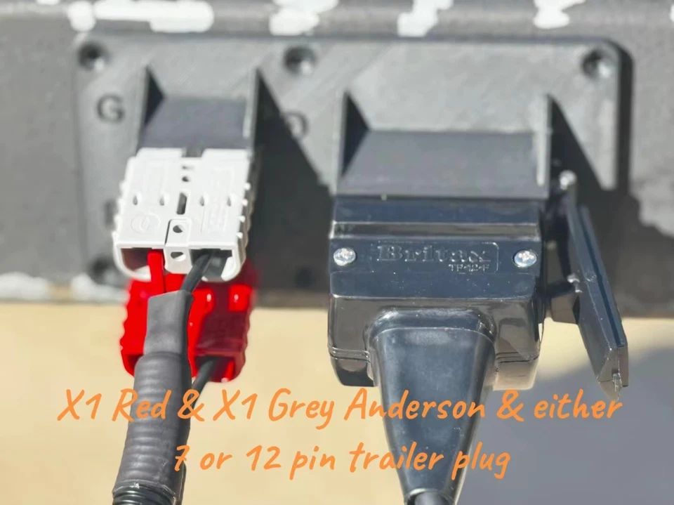 Caravan/Camper 7 or 12 pin trailer plug & x1 Red & x1 Grey drawbar mount /holder - Image 2