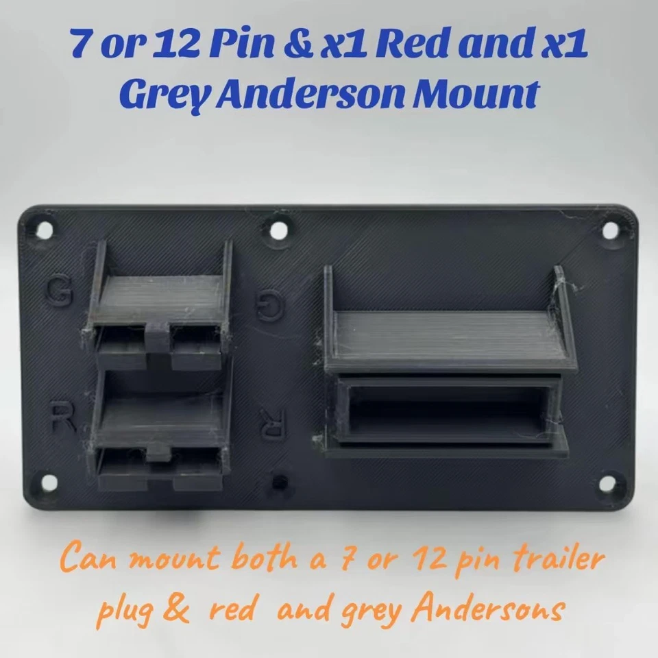 Caravan/Camper 7 or 12 pin trailer plug & x1 Red & x1 Grey drawbar mount /holder - Image 3