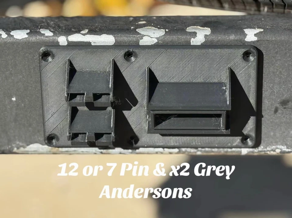 Caravan/Camper 7 or 12 pin trailer plug & x2 Anderson plug drawbar mount /holder - Image 2