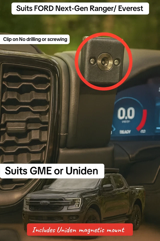 UHF MIC Dash Mount suits- FORD Next-Gen Platinum Ranger Everest Raptor - Image 2