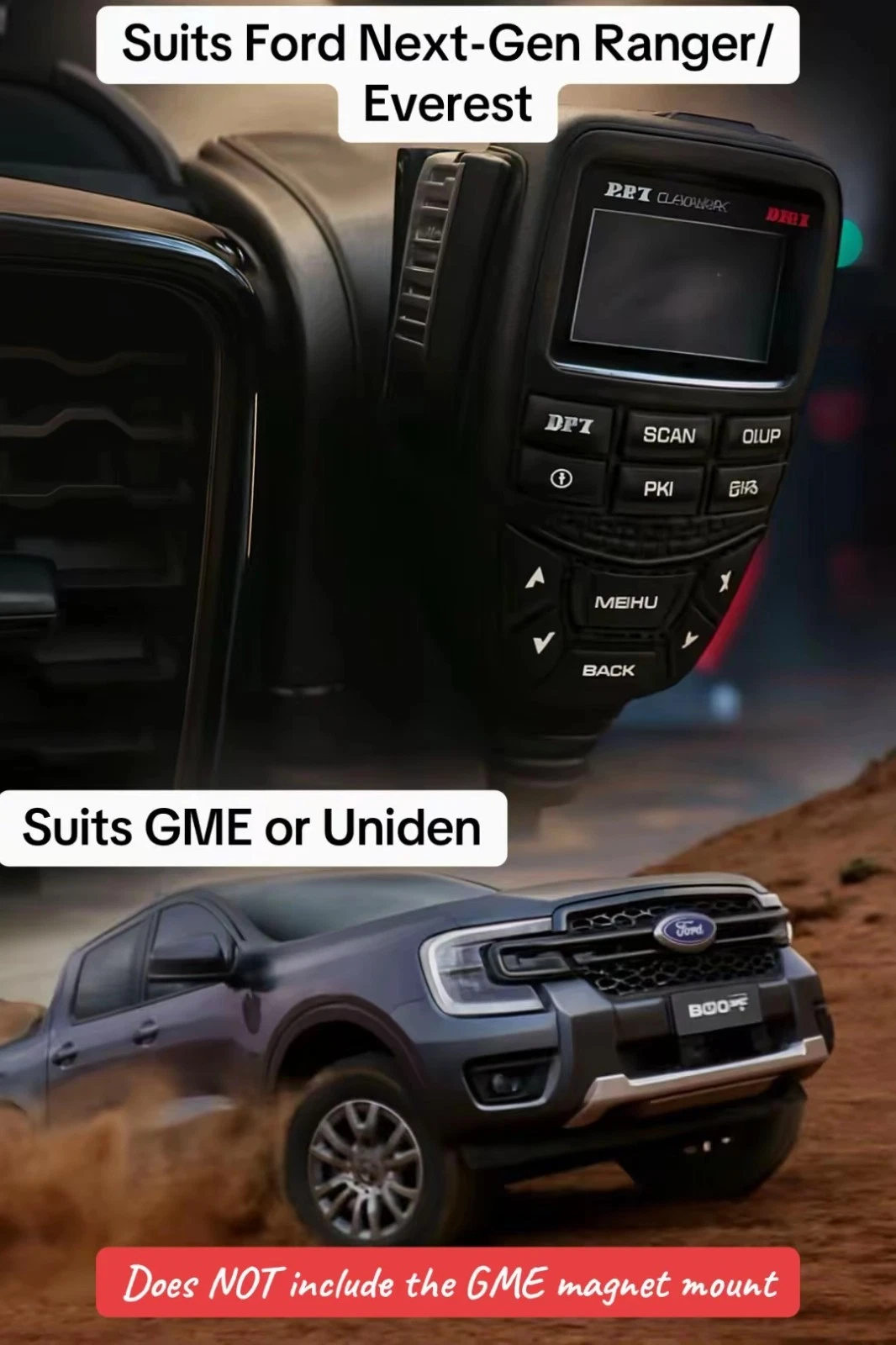 UHF MIC Dash Mount suits- FORD Next-Gen Platinum Ranger Everest Raptor