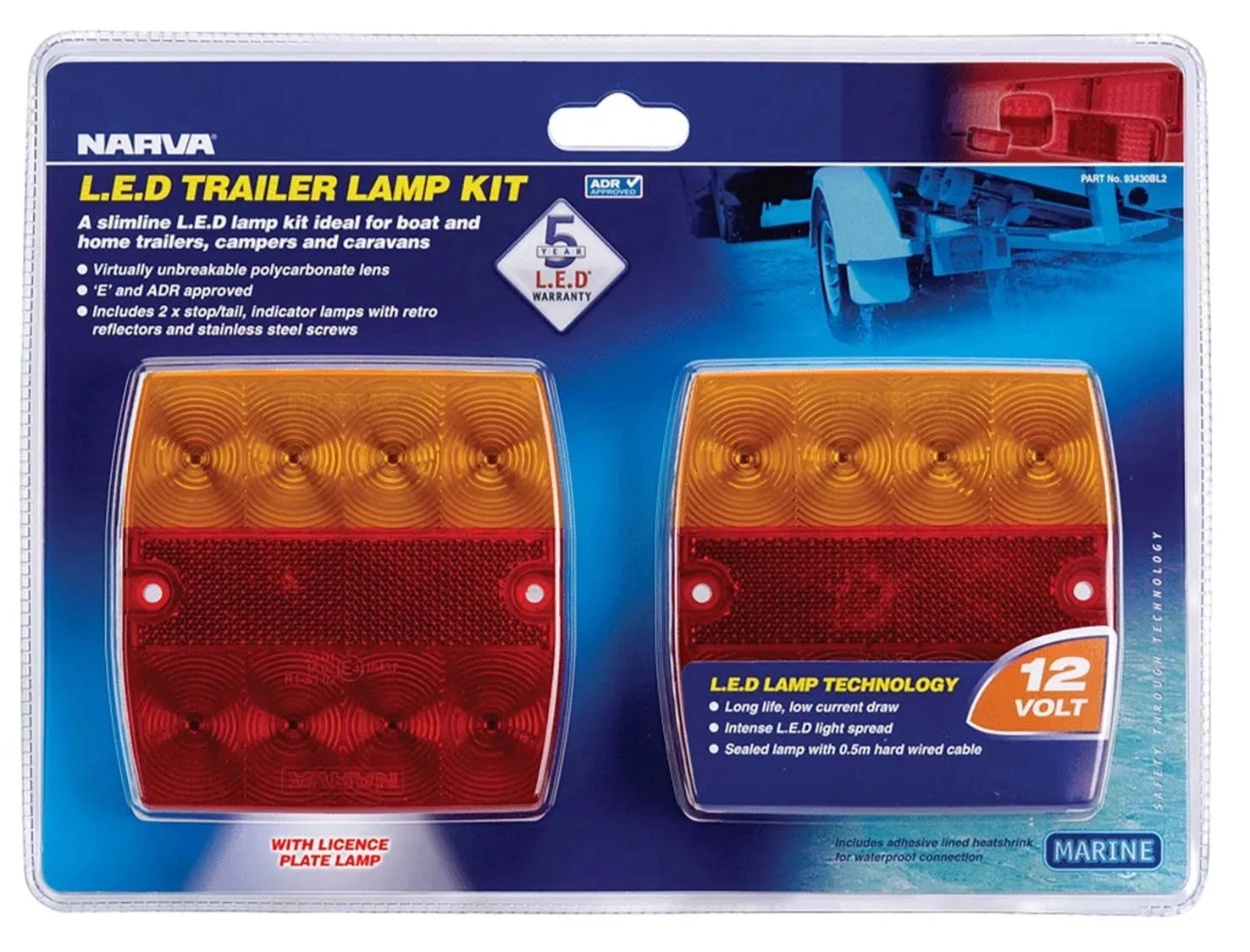 Narva 12V LED Slimline Boat & Garden Trailer Lamp Pack Kit (93440BL2)