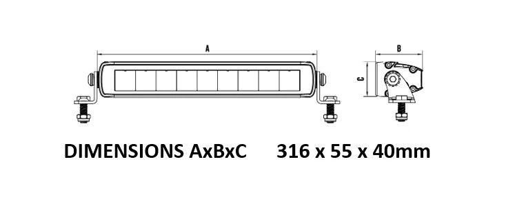 RoadVision S40 Stealth Pro Series 13" LED Light Bar 3218lm 316 x 55 x 40mm - Image 3