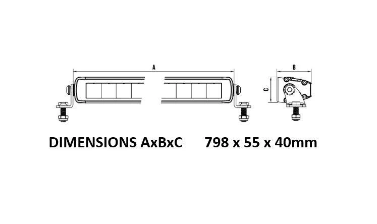 RoadVision S40 Stealth Pro Series 32" LED Light Bar 3218lm 798 x 55 x 40mm - Image 3