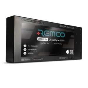 12V 220AH REMCO LITHIUM XTRA SLIMLINE 40A DC/DC M8 2X AND 672mm x 257mm x 90mm