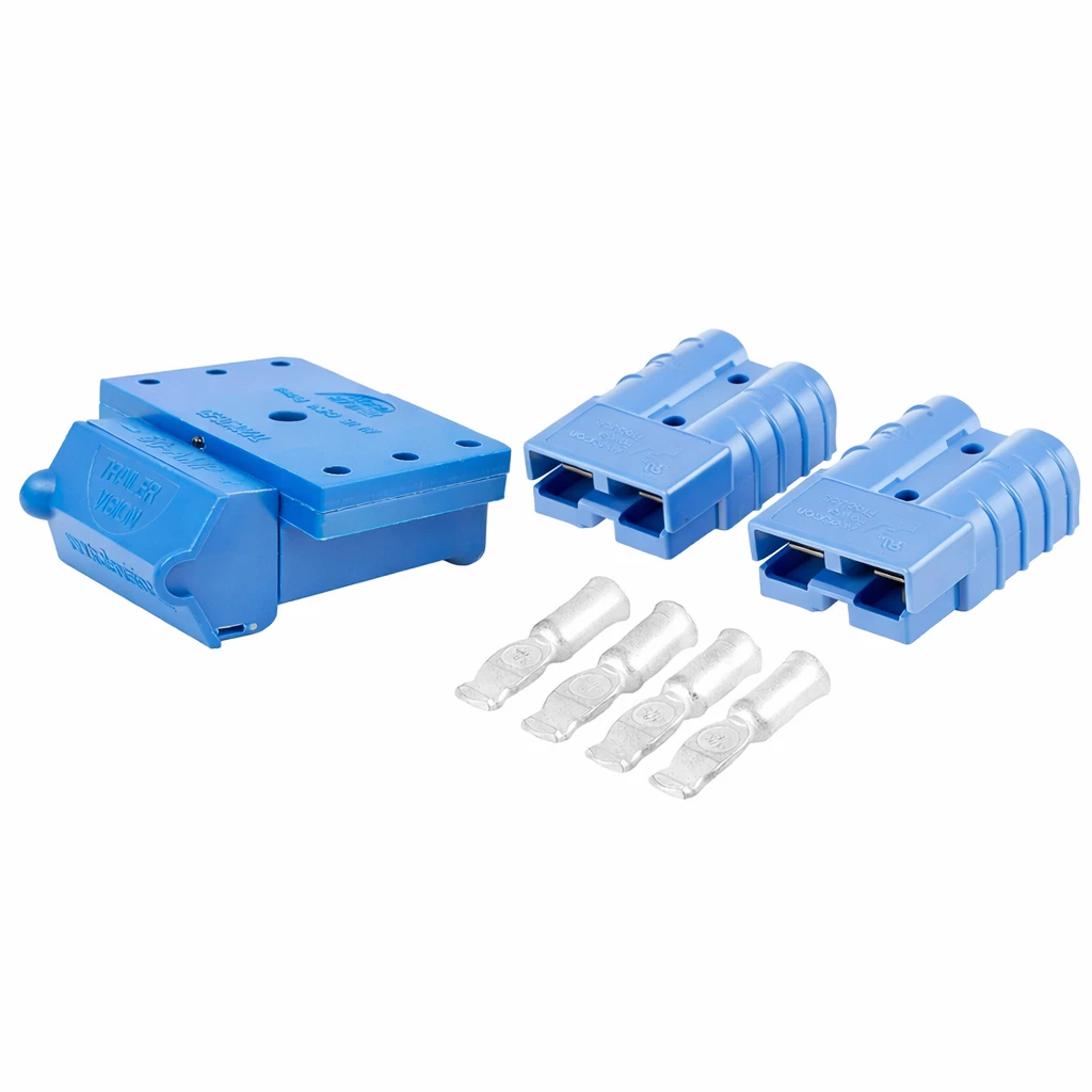 BLUE Anderson 50 Amp External Mounting Bracket Cover inc x2 Genuine plugs