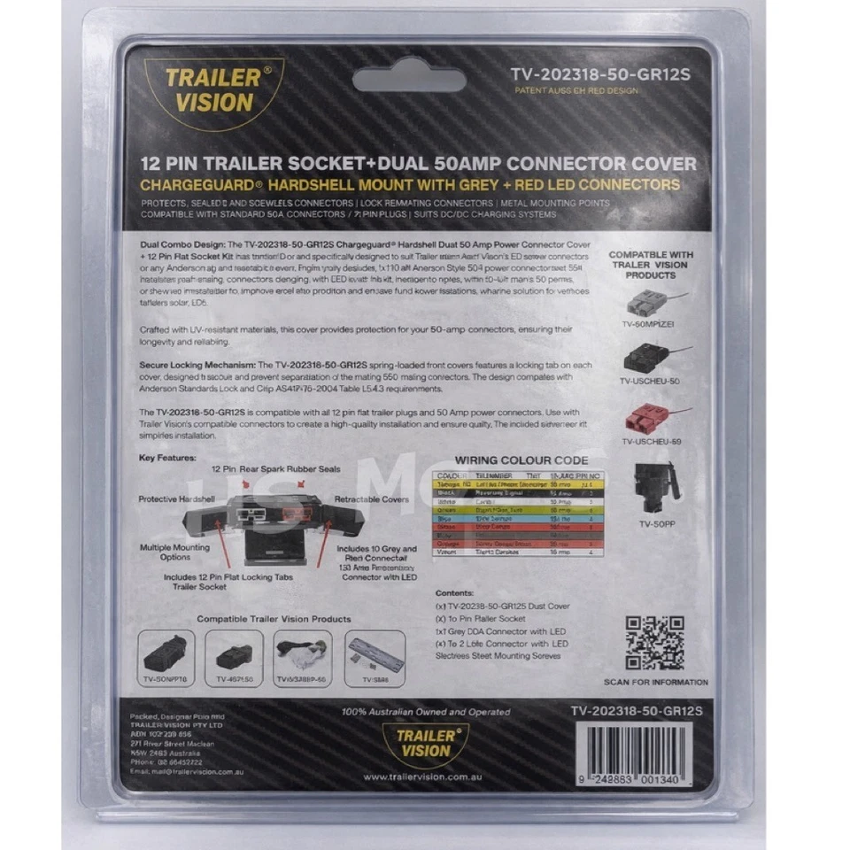 12 Pin Trailer socket & Dual 50Amp Anderson Style Connector Cover inc Red & Grey - Image 3