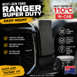 Carbon Fiber UHF MIC Dash Mount for FORD Next-Gen Ranger Super duty
