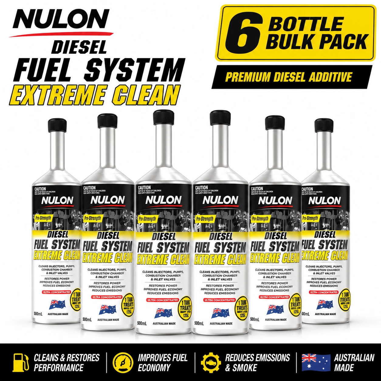 BULK PACK x6 Nulon Pro-Strength Diesel Fuel System Extreme Clean 500ml DEC