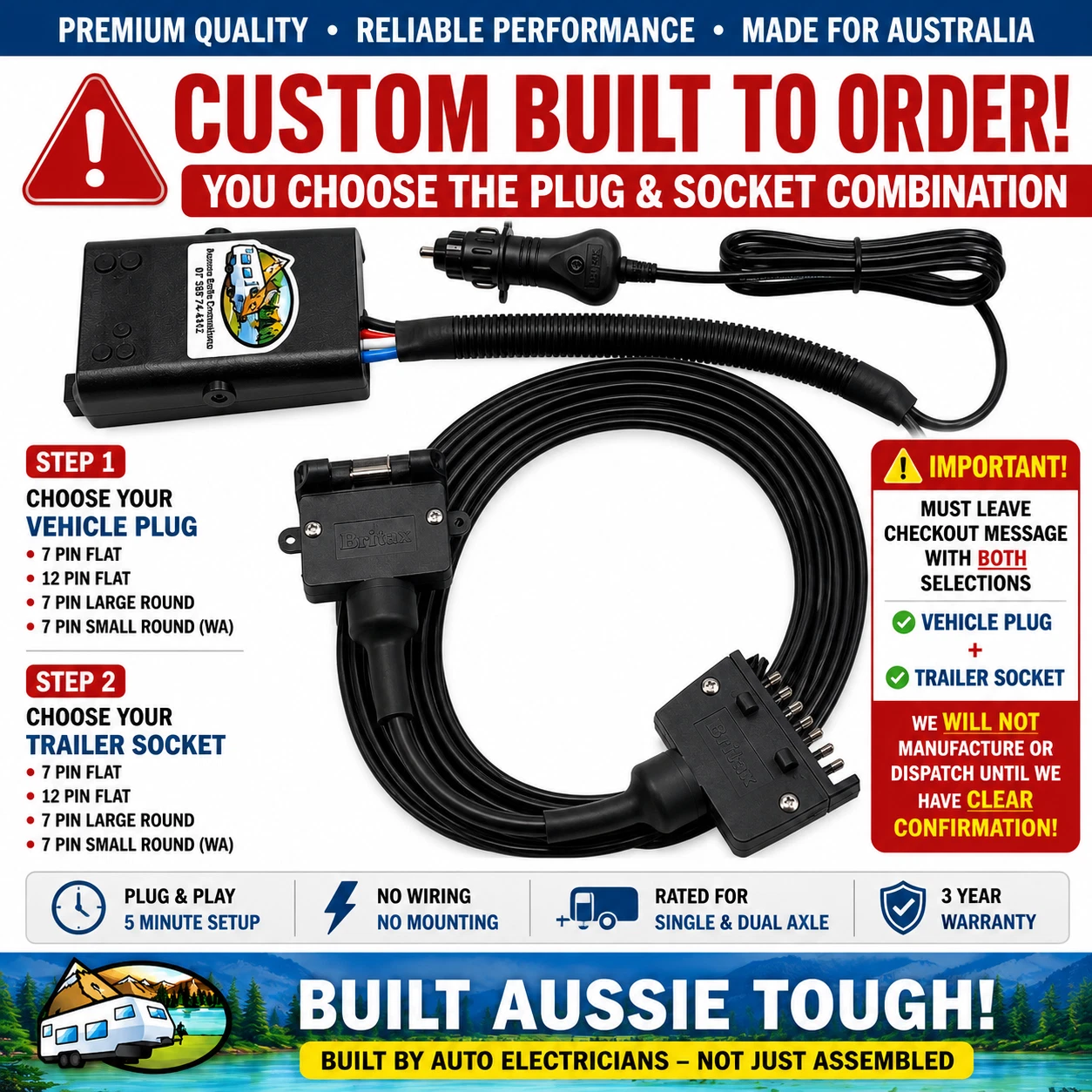 Portable Electric Brake Controller - Choose Any Plug/Socket Combo