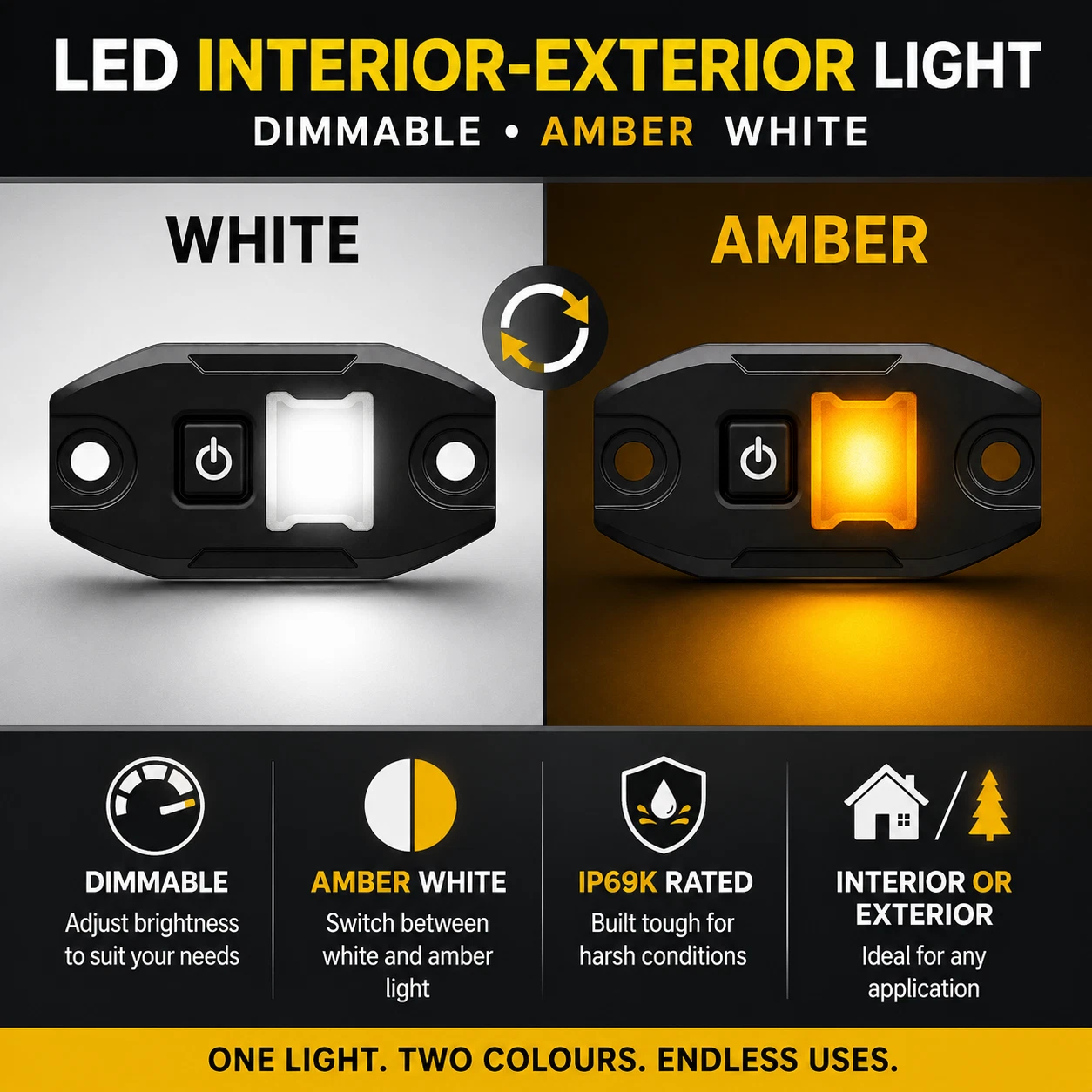 Roadvision IL72AWD LED Interior Exterior Light White/Amber Dimmable Switch 12V