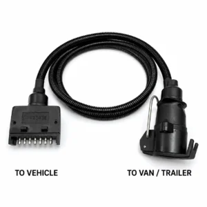 Trailer Plug Adaptor 7 Pin Flat Plug to 7 Pin Round Large Socket 1.5m Long