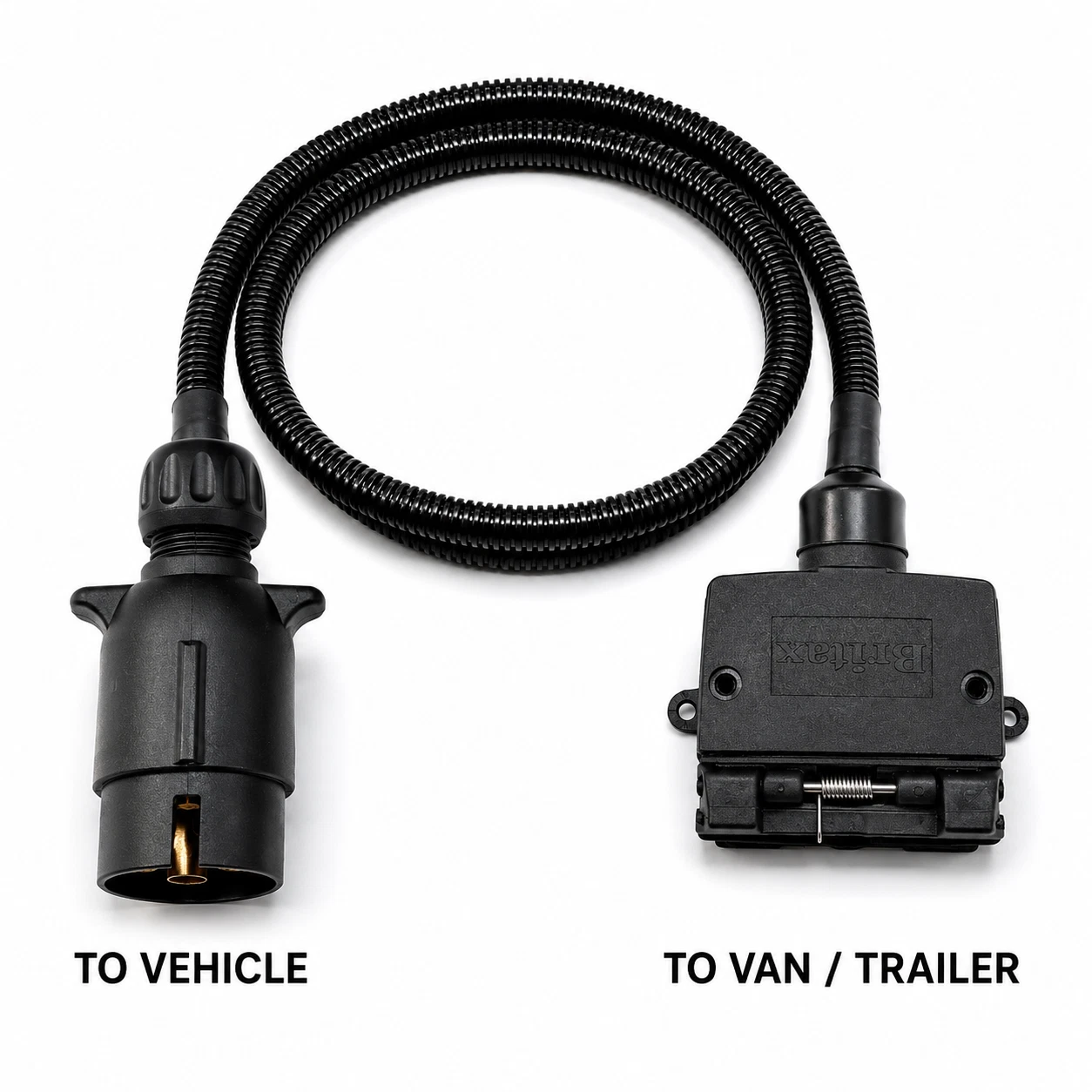 Trailer Plug Adaptor 7 Pin Round Large Plug to 7 Pin Flat Socket 1.5m Long