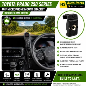 UHF Handpiece / MIC Clip On Dash Mount + GME MB207 Suit Toyota Prado 250 series