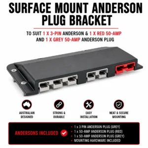 3 Pin + Red & Grey 50Amp Anderson Plug Surface Mount Kit External Plugs Included