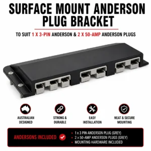 3 Pin & x2, 2 Pin 50Amp Anderson Plug Surface Mount Kit External Grey Plugs