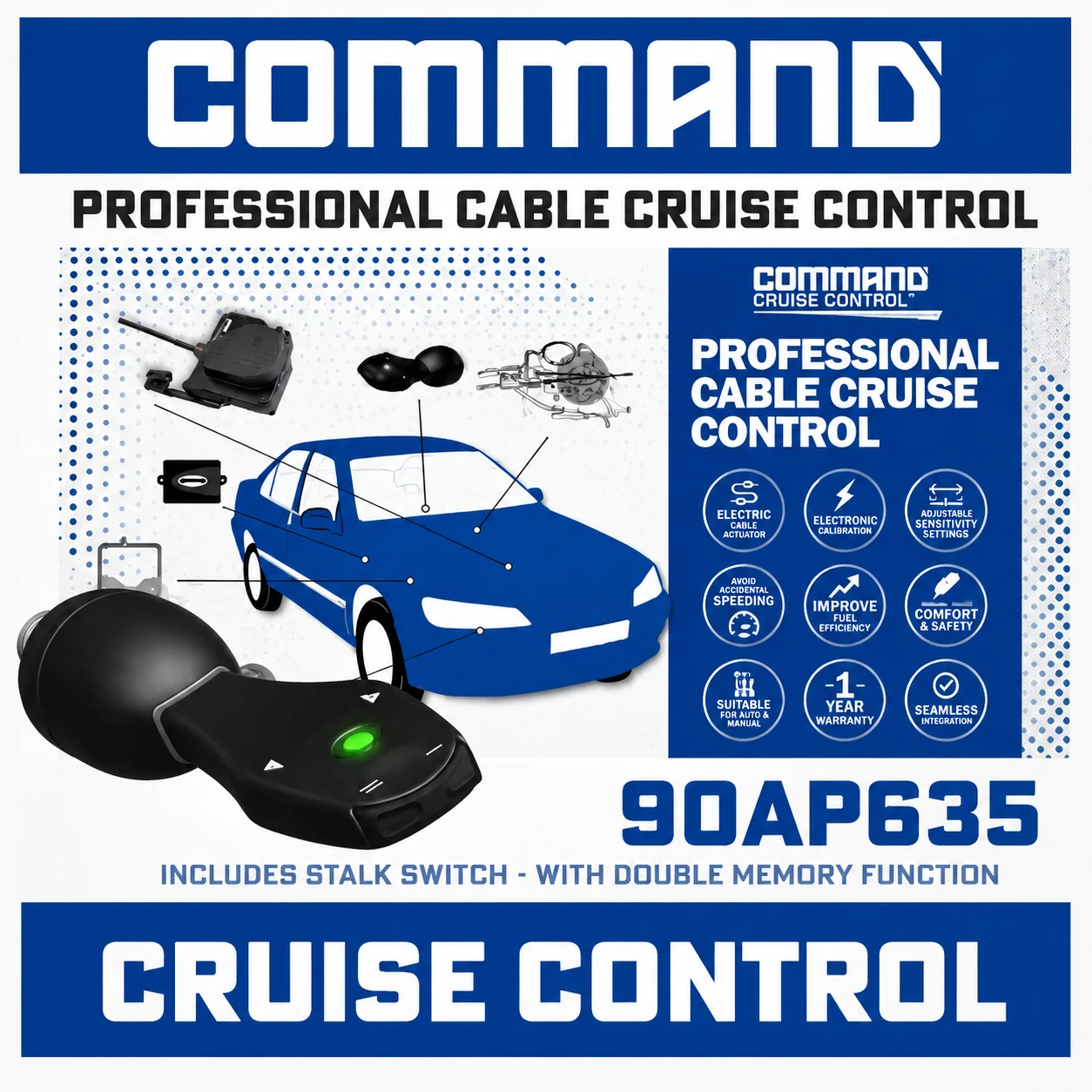 Share DIY Command Professional CABLE Cruise CONTROL + Stalk Switch Double Memory