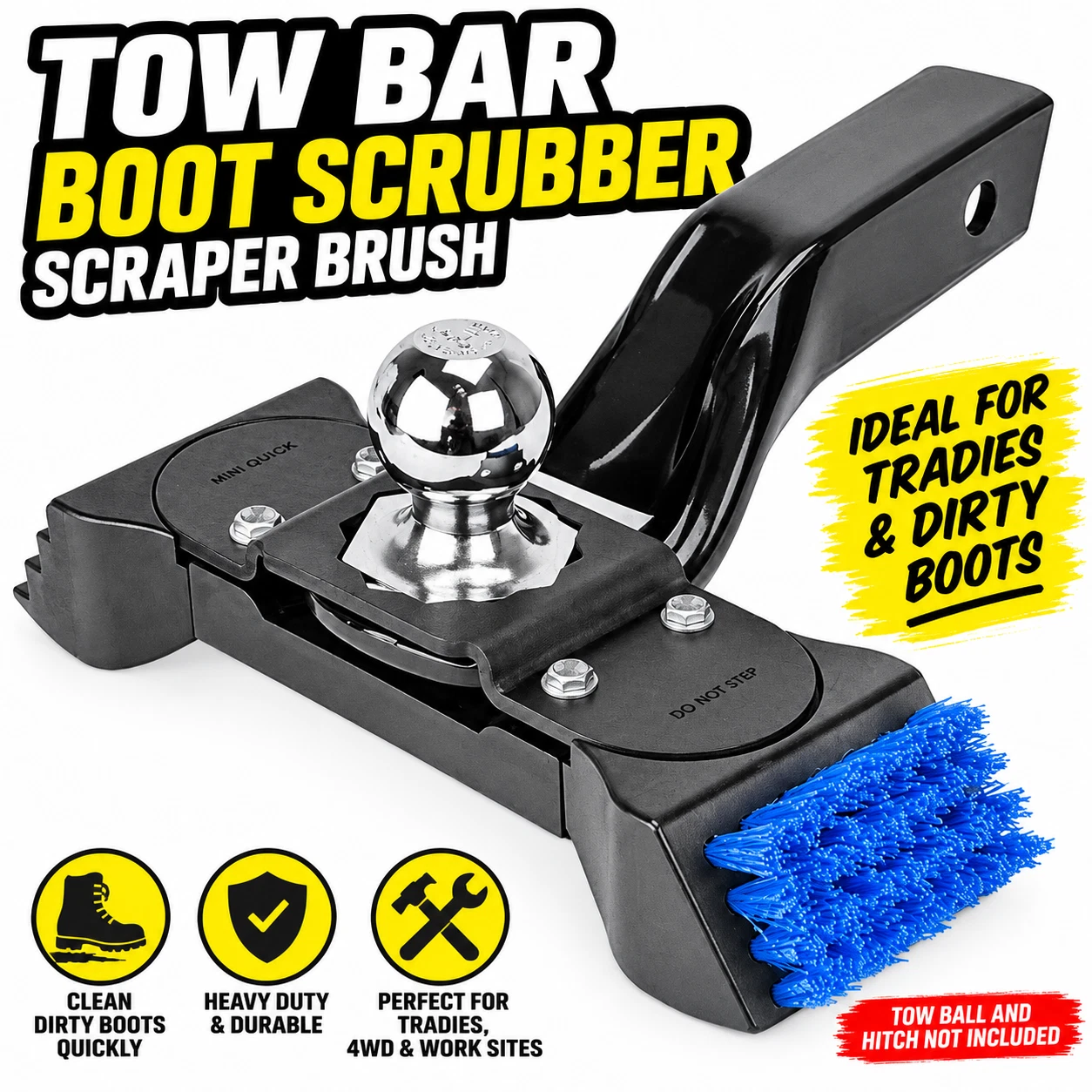 Towbar Boot Buddy Hitch Reciever PRO7040 boot/shoe cleaner/brush fit to towbar