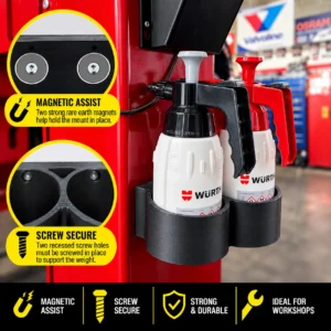Twin Pump Spray Bottle Holder Screw or Magnetic Mount for Wurth Forch Style