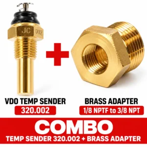 VDO 320.002 Temperature Sender + VDO 320.051 Brass Adapter 1/8NPTF 3/8 NPT