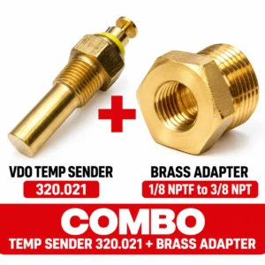 VDO 320.021 Temperature Sender + VDO 320.051 Brass Adapter 1/8NPTF 3/8 NPT