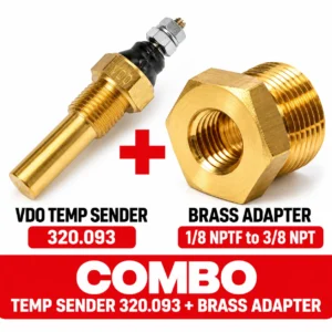 VDO 320.093 Temperature Sender + VDO 320.051 Brass Adapter 1/8NPTF 3/8 NPT