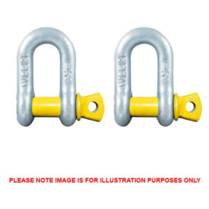 D Shackle Pair Rated 2000kg 13mm 1/2" Galvanised ARK Trailer Dee Shackle x 2